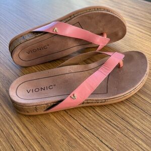 Vionic Daniela Leather Cork Sandals Blush Pink Women’s Size 9.5